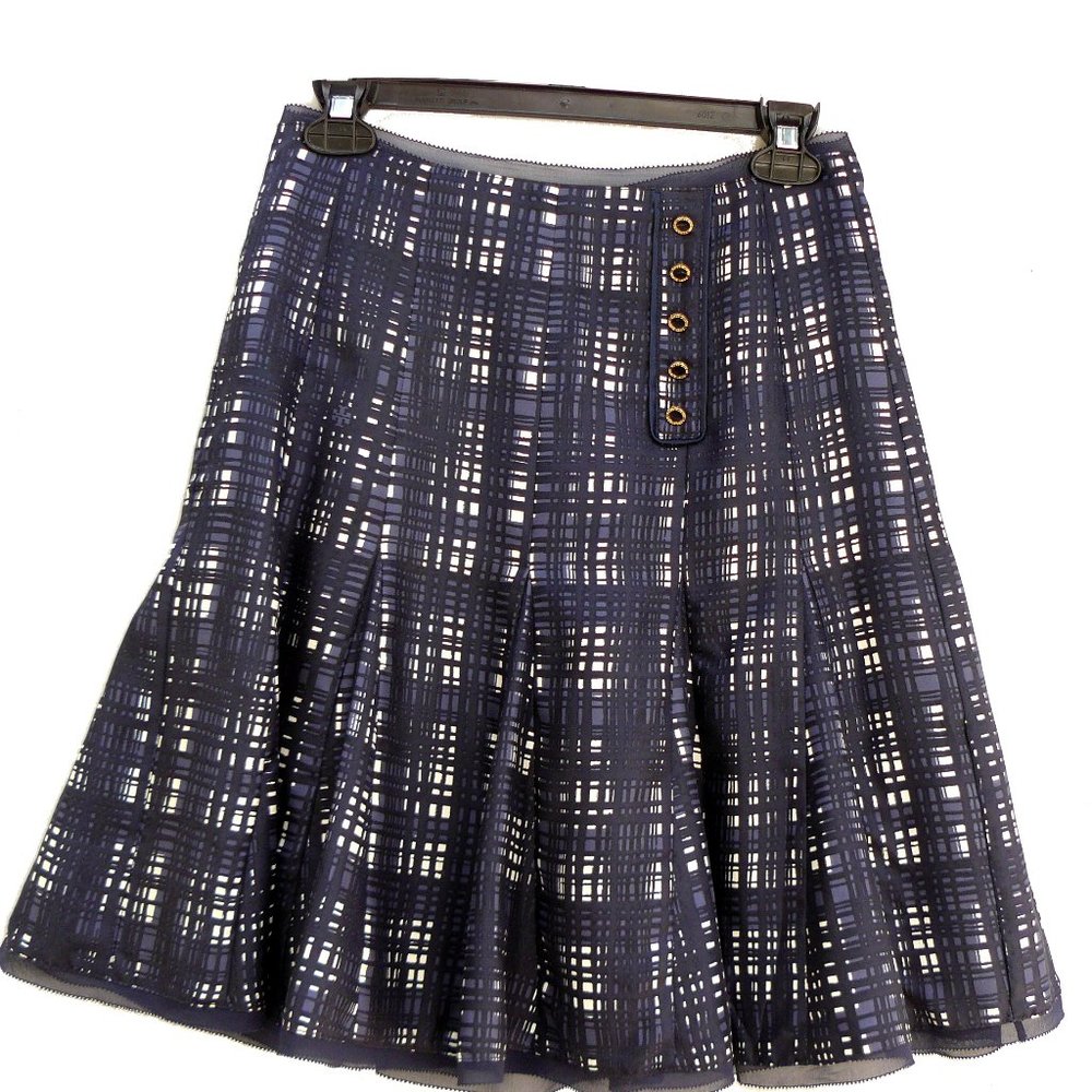 TORY BURCH Wess Silk Normandy Blue Pleated Skirt